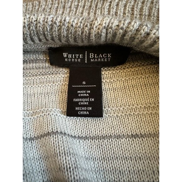 GORGEOUS WHBM Silver Gray Striated Metallic Waterfall Cardigan Sweater Small - Picture 3 of 13